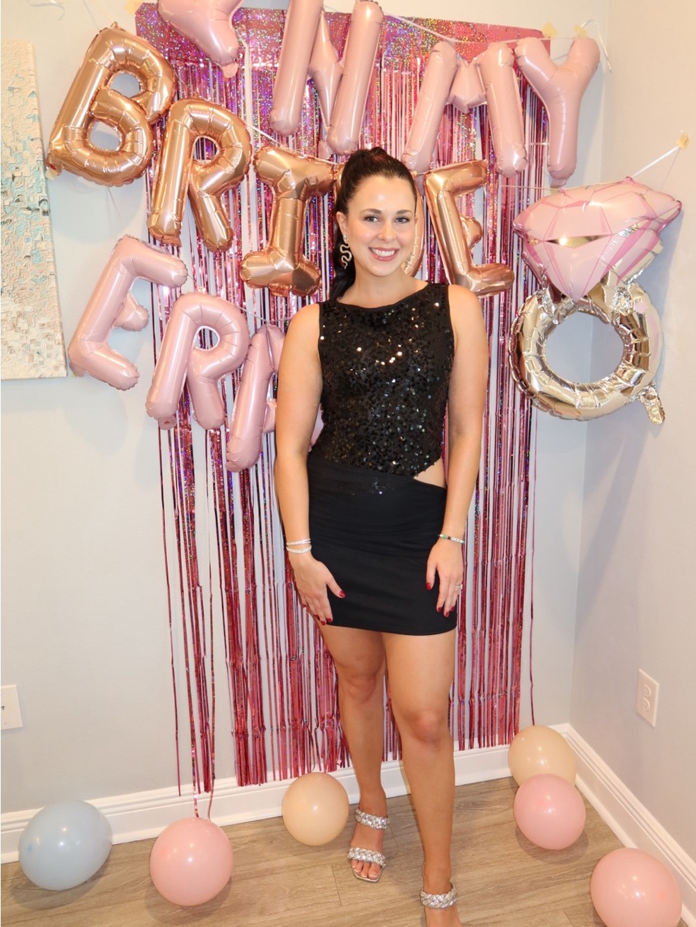 Peppermayo Black Sequin Cutout Mini Dress - Picture 8 of 9